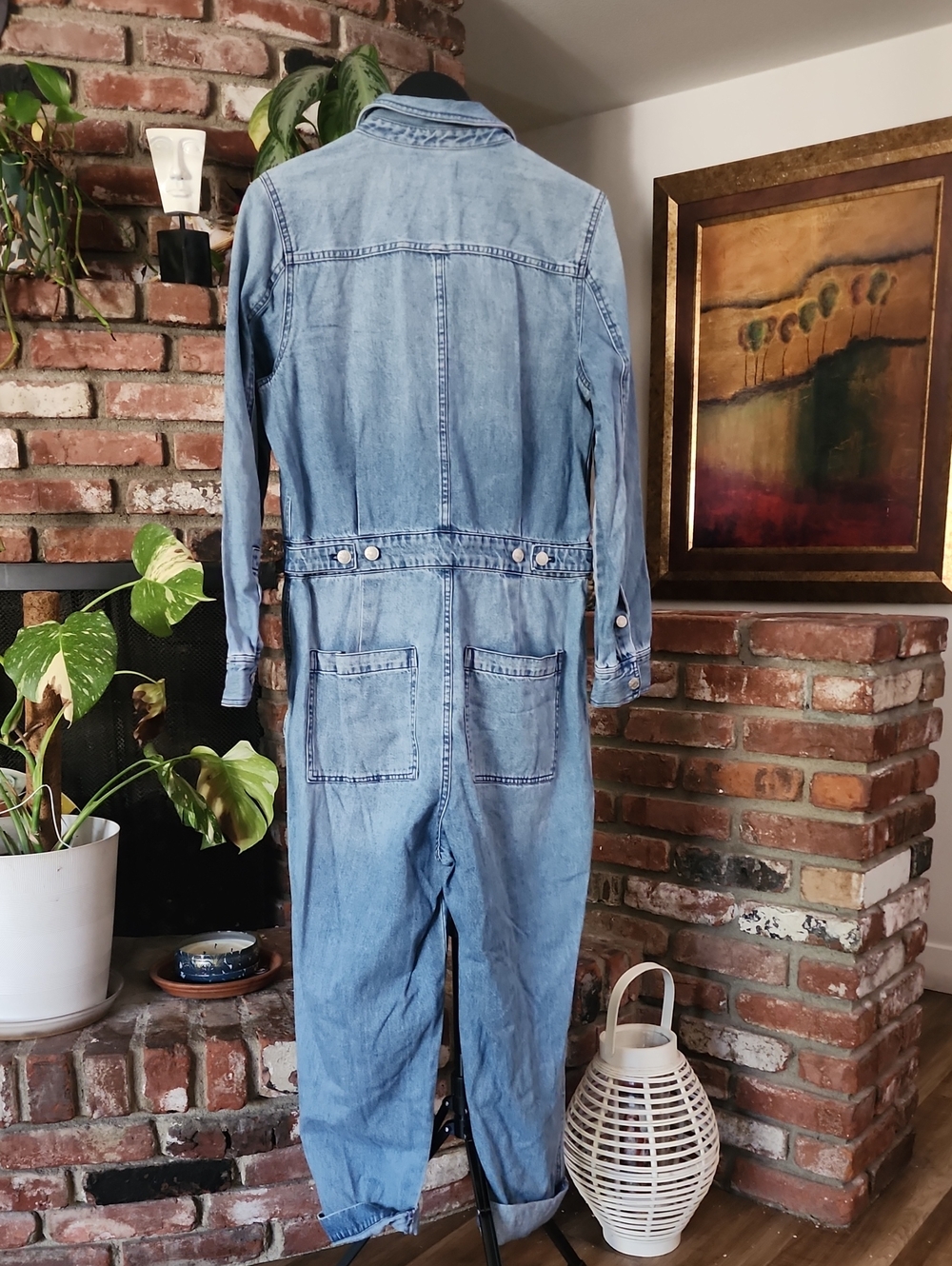 Madewell Denim Utility Jumpsuit Boiler Suit One Piece Light Wash Long Sleeve - Picture 6 of 10